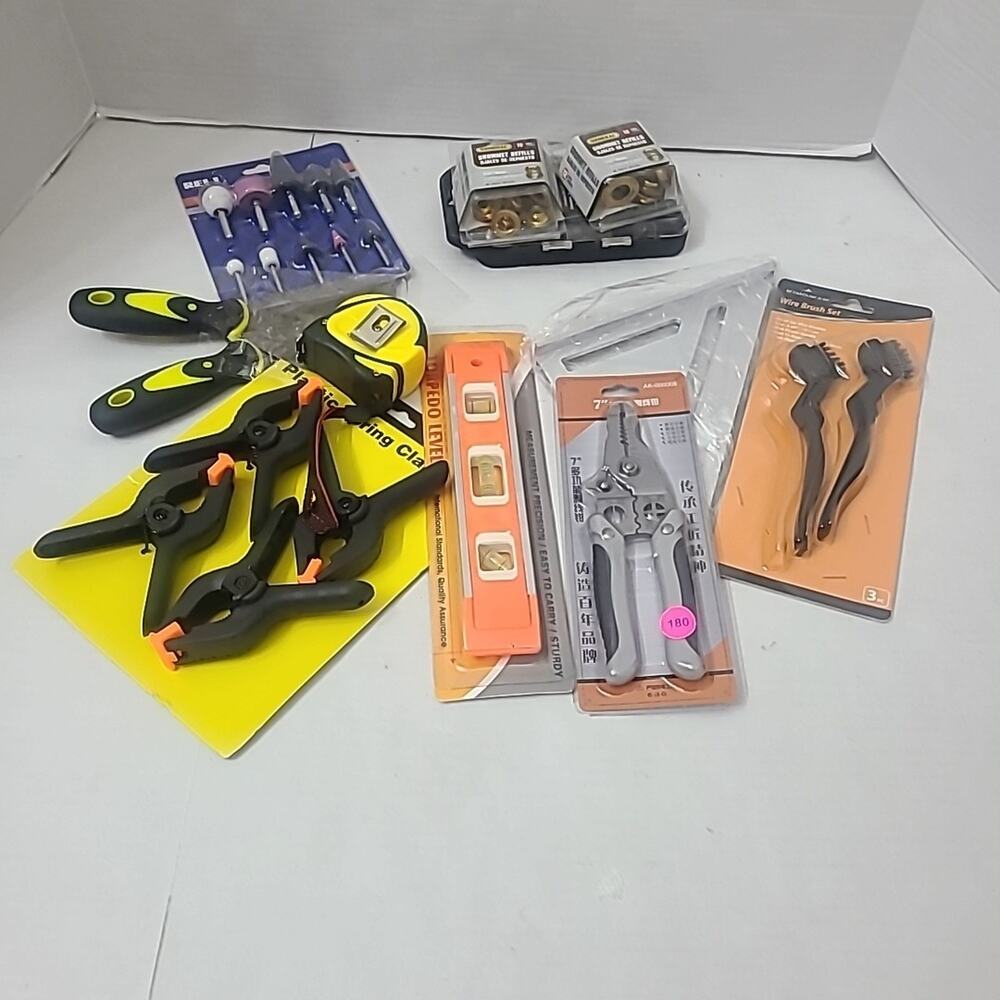 Lot Of 10 Hand Tools New Level Wire Cutters Clamps Tape Measure + More $90 Value